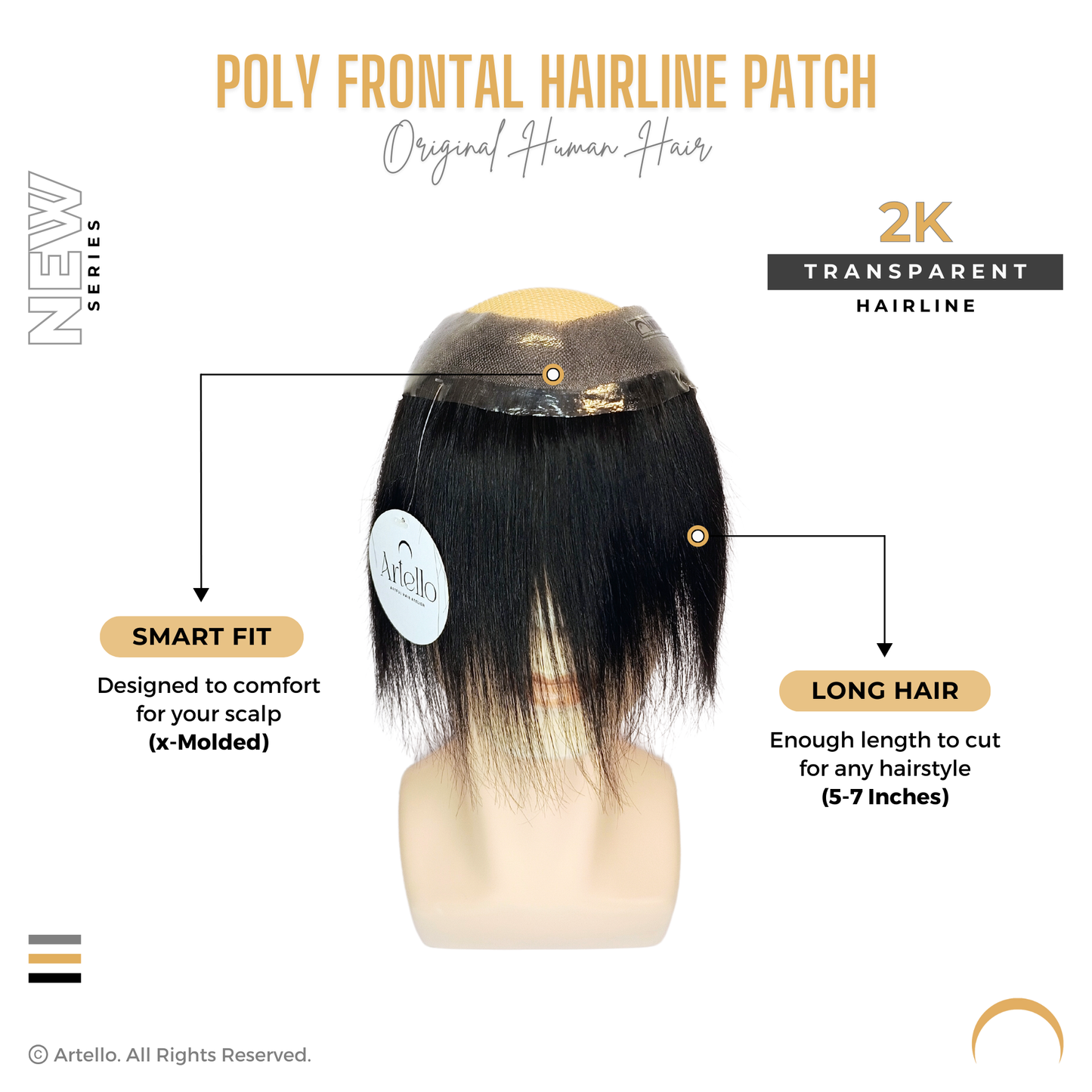 Artello POLY FRONTAL Cover Up Hair Patch for Men and Women for Receding Hairline