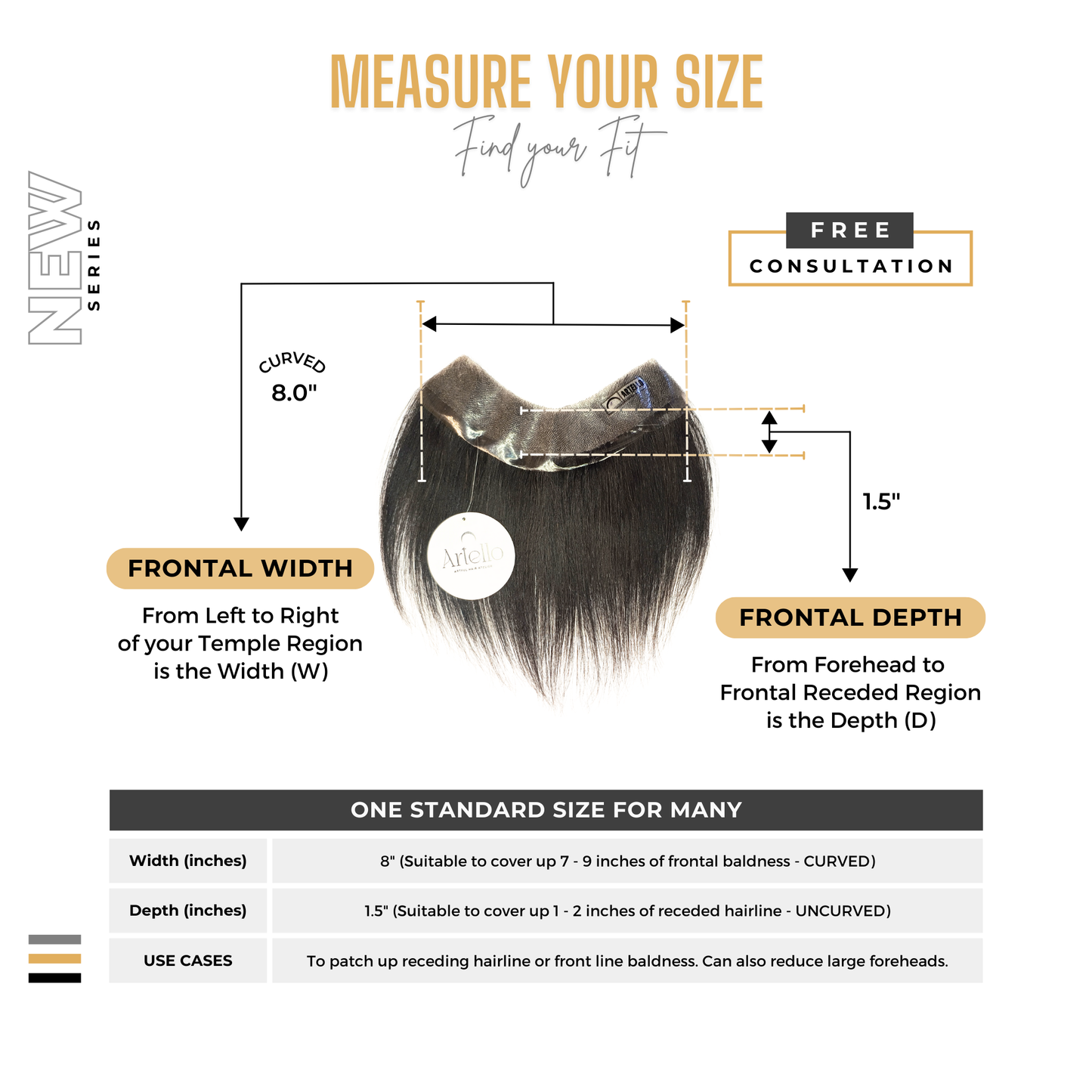 Artello POLY FRONTAL Cover Up Hair Patch for Men and Women for Receding Hairline
