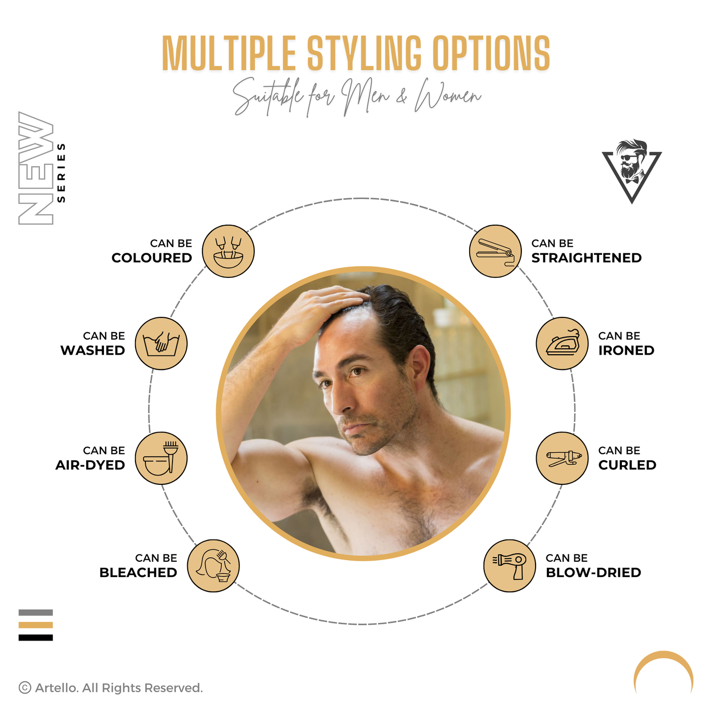 Artello POLY FRONTAL Cover Up Hair Patch for Men and Women for Receding Hairline