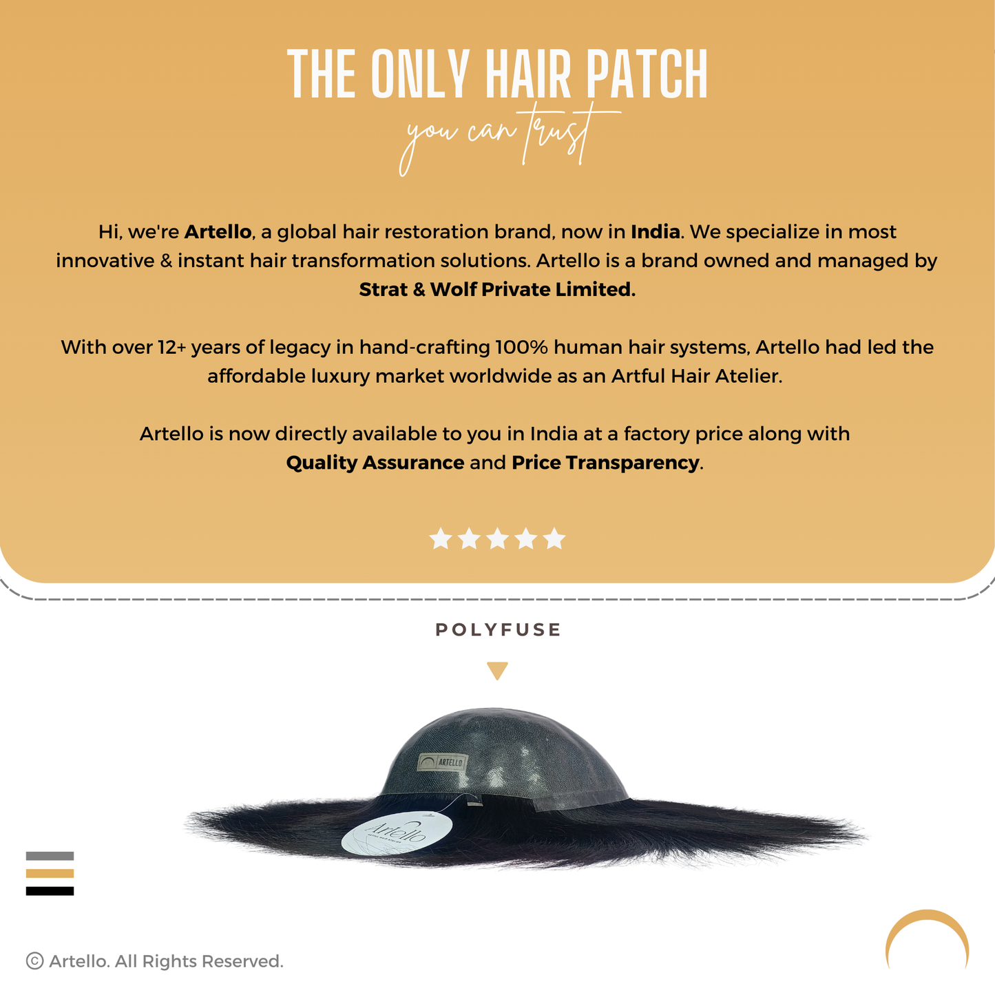 Artello POLYFUSE Hair Patch for Men