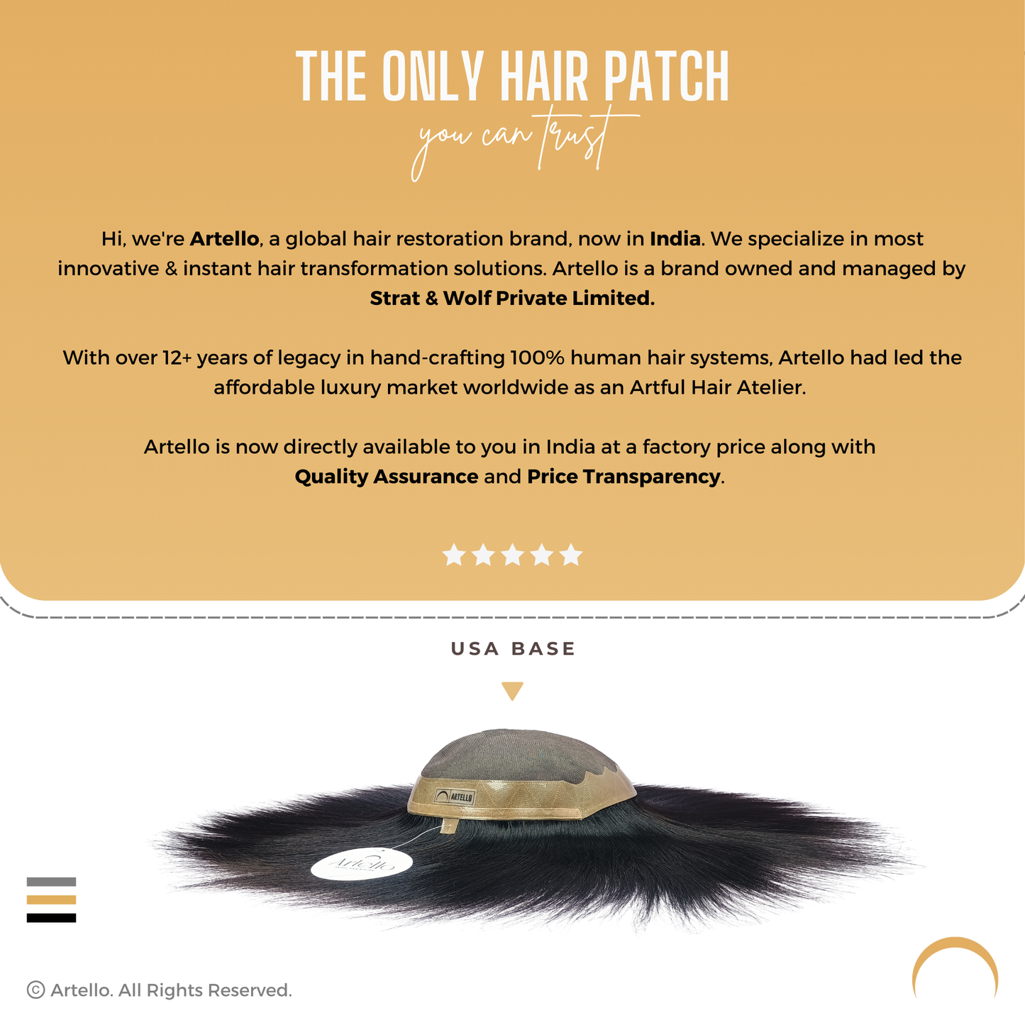 Artello USA BASE Smart Hair Patch for Men