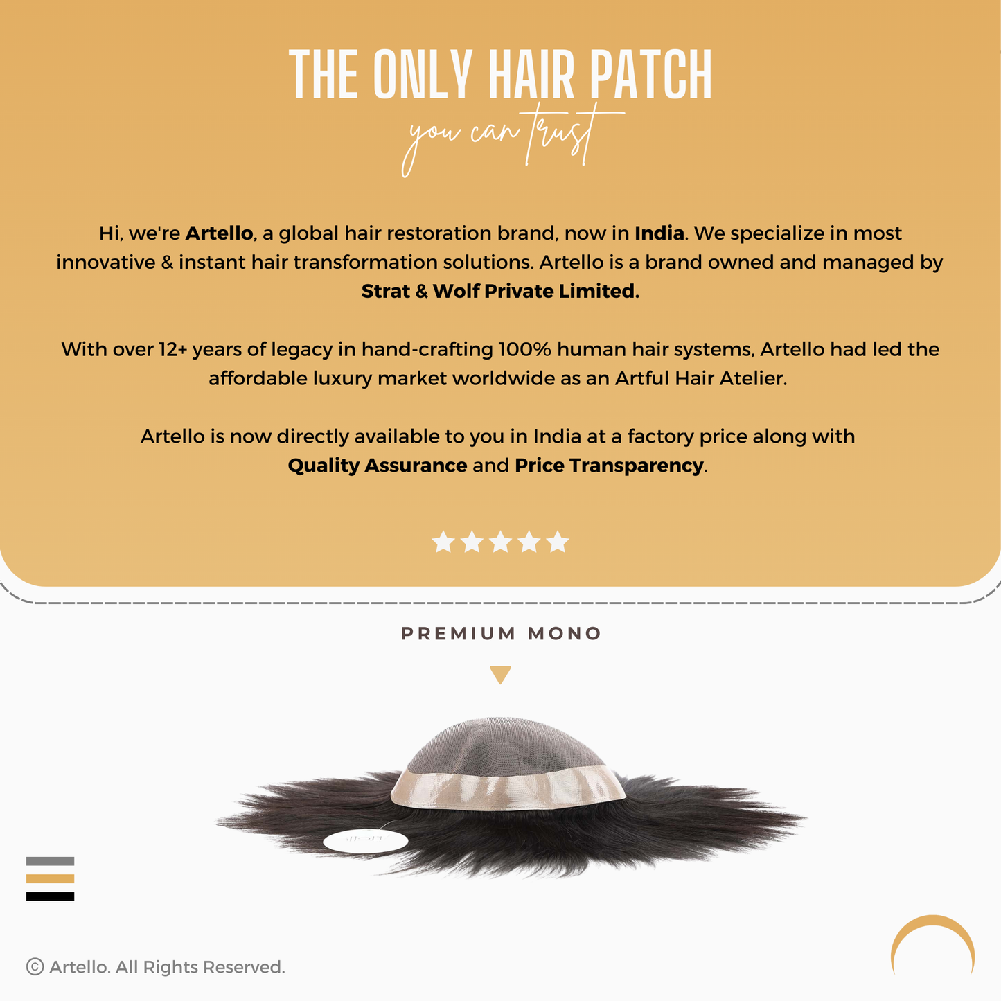Artello PREMIUM MONO Smart Hair Patch for Men