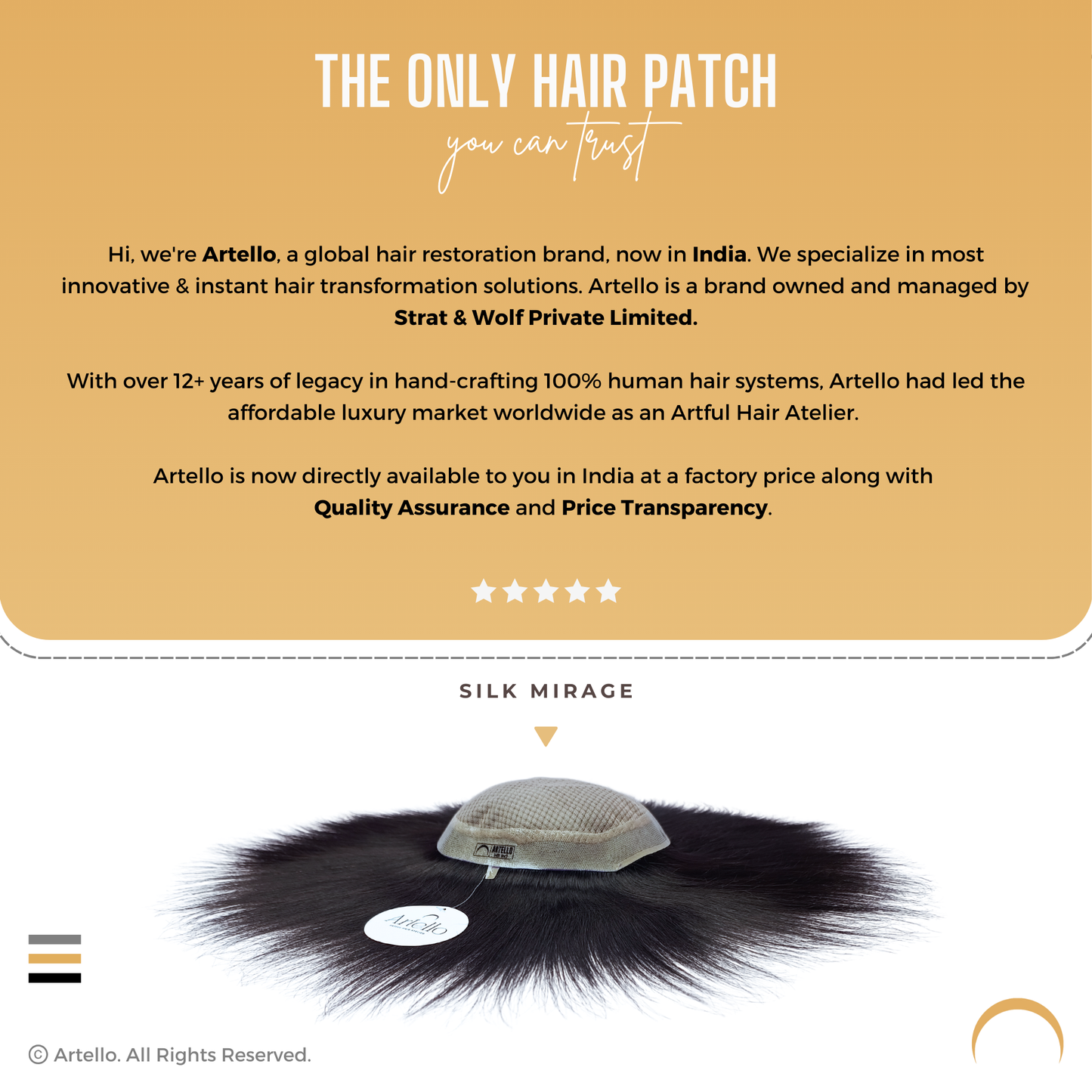 Artello SILK MIRAGE Smart Hair Patch for Men