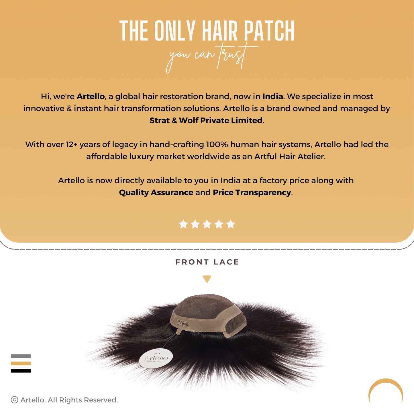 Artello FRONT LACE Smart Hair Patch for Men