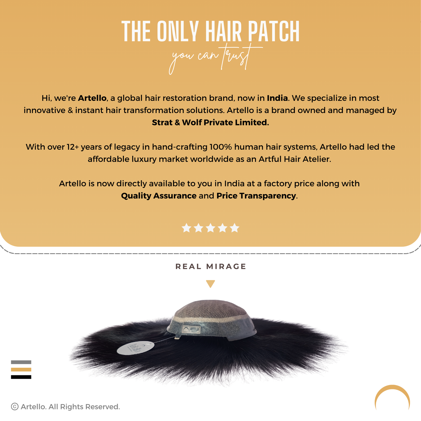 Artello REAL MIRAGE Hair Patch for Men
