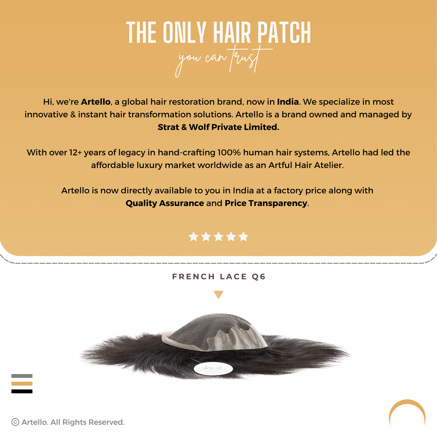Artello FRENCH LACE Q6 Hair Patch for Men