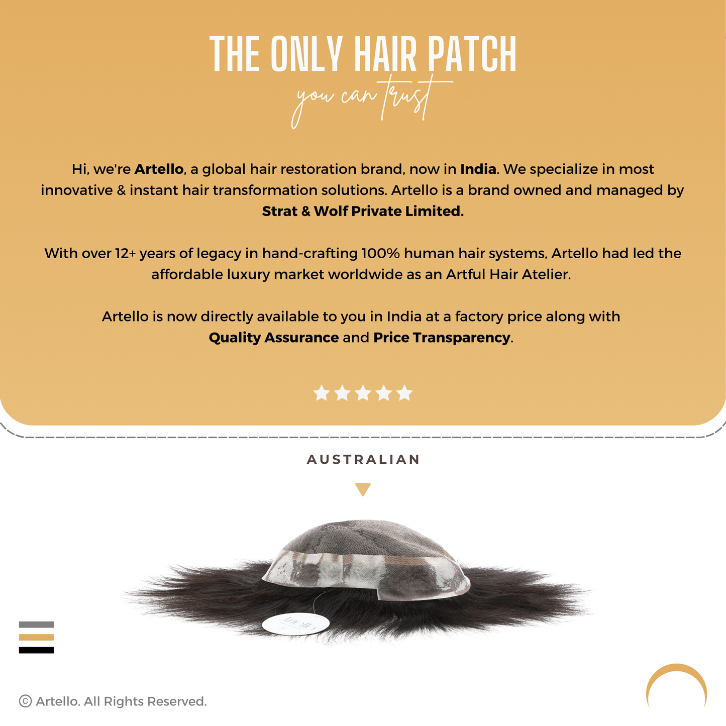 Artello AUSTRALIAN ULTRA THIN Hair Patch for Men