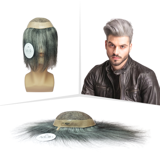 Artello® VINTAGE MONO Smart Hair Patch for Men (Colour: 70% Gray : 30% Black)