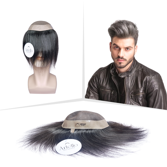 Artello® VINTAGE MONO Smart Hair Patch for Men (Colour: 20% Gray : 80% Black)