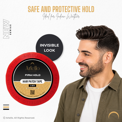 Artello® Firm Hold HAIR PATCH TAPE for Men, Double-Sided Transparent Poly Tape