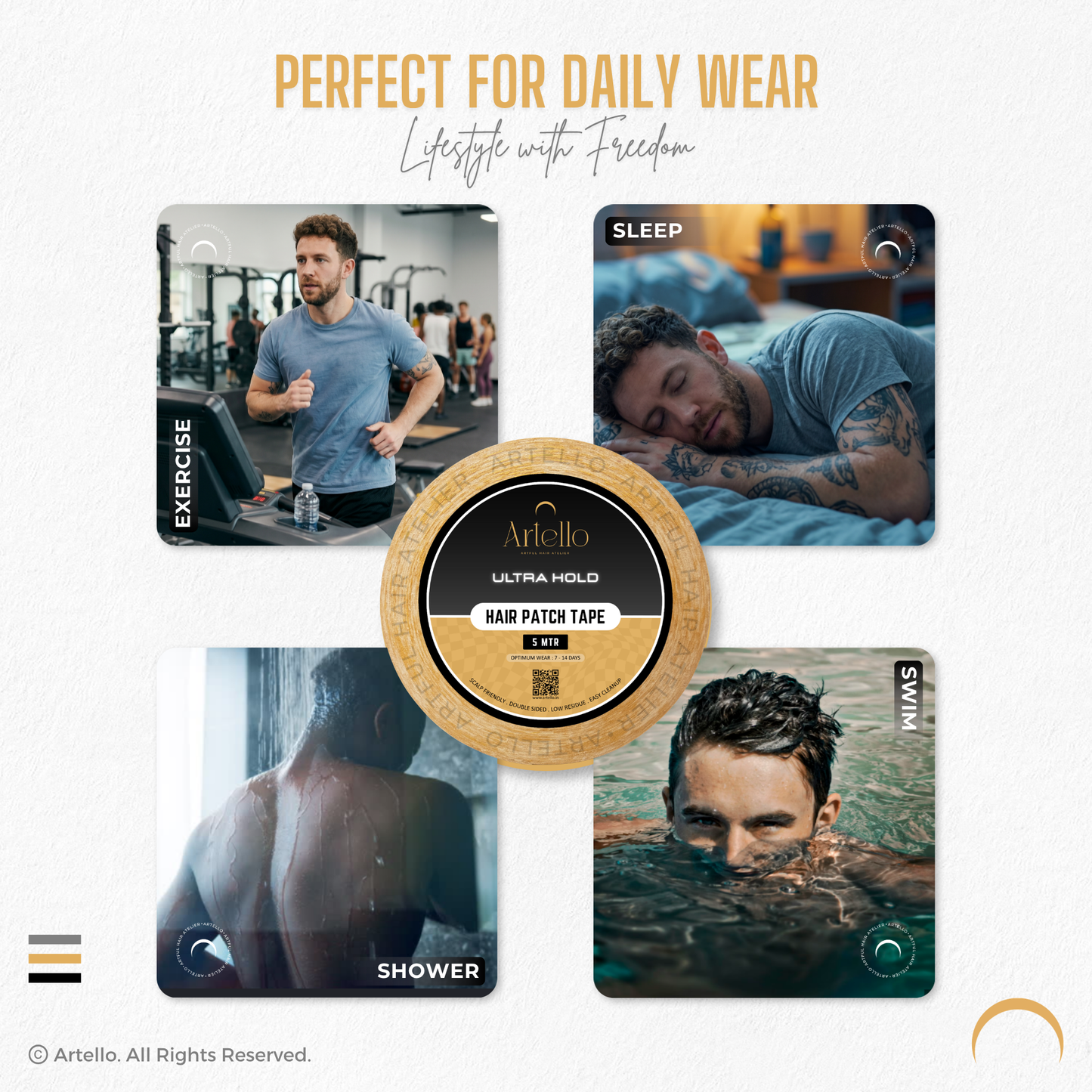 Artello® Ultra Hold HAIR PATCH TAPE for Men, Double-Sided Cotton-Cloth Tape