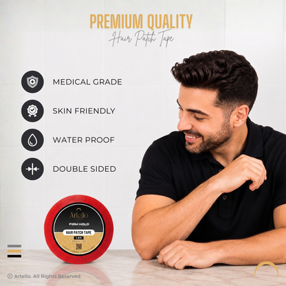 Artello® Firm Hold HAIR PATCH TAPE for Men, Double-Sided Transparent Poly Tape
