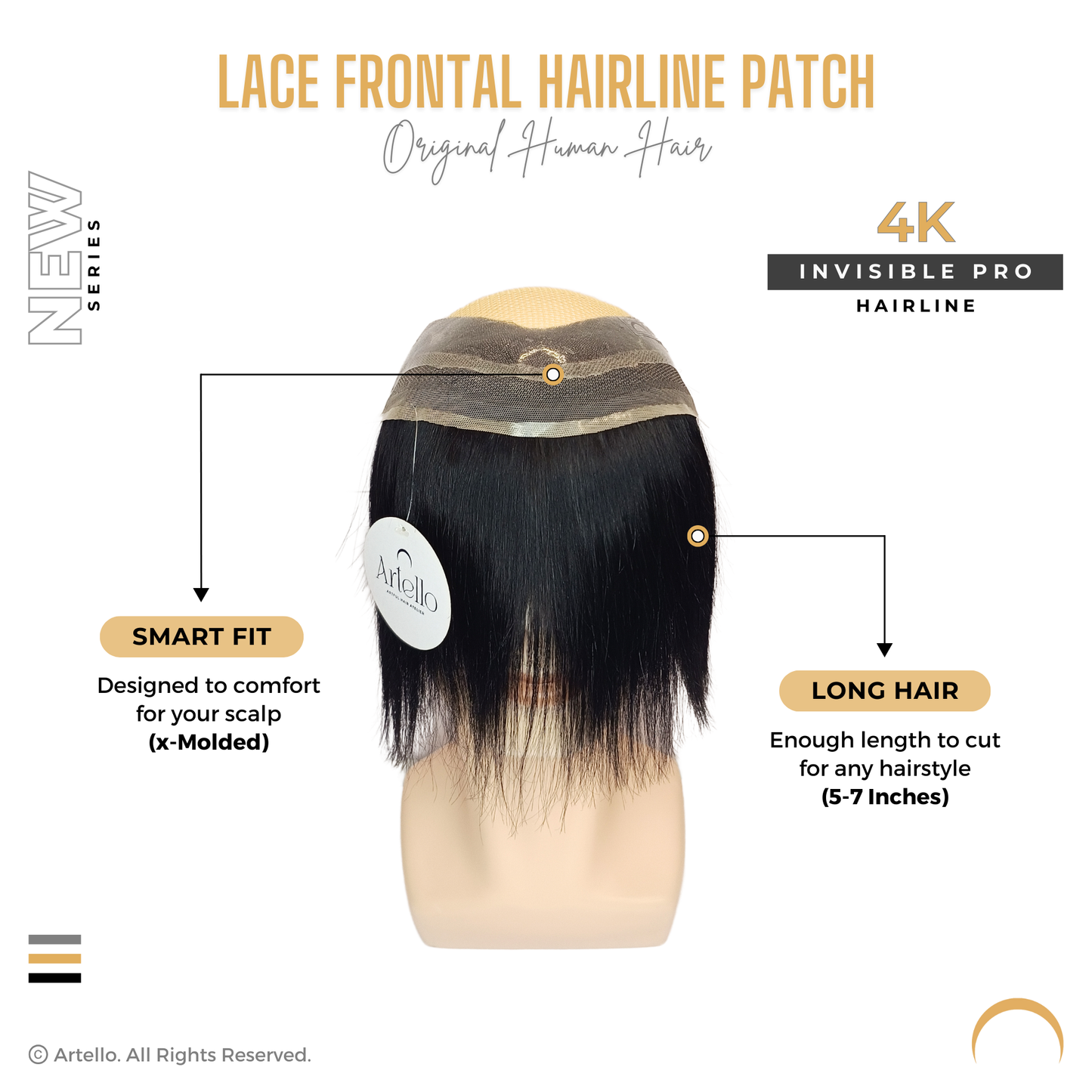 Artello LACE FRONTAL Unisex Hairline Cover Up Hair Patch for Receding Frontline