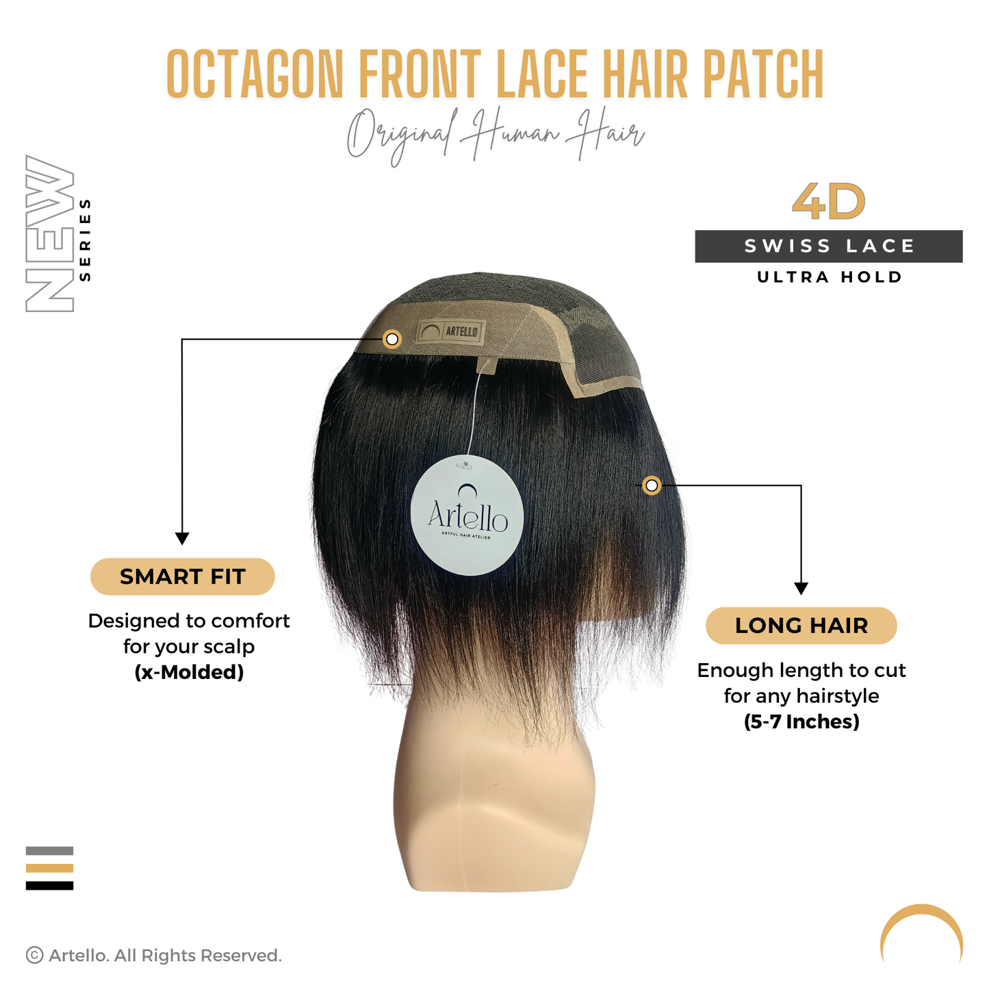 Artello OCTAGON FRONT LACE Hair Patch for Men