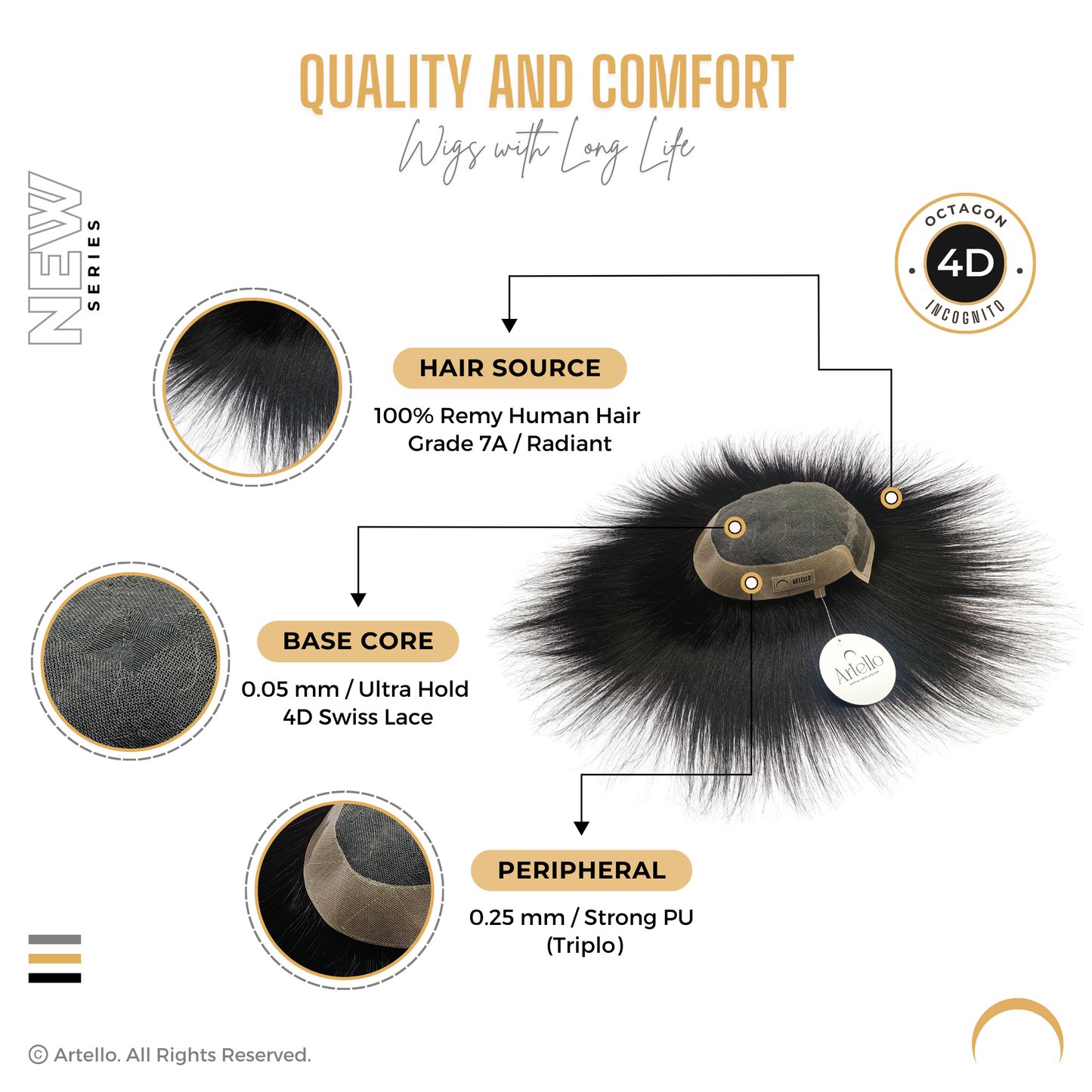 Artello OCTAGON FRONT LACE Hair Patch for Men