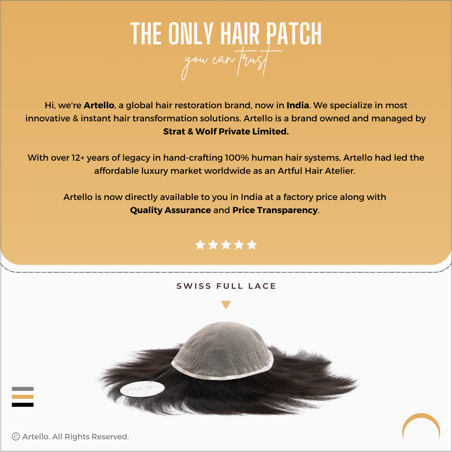 Artello SWISS FULL LACE Hair Patch for Men