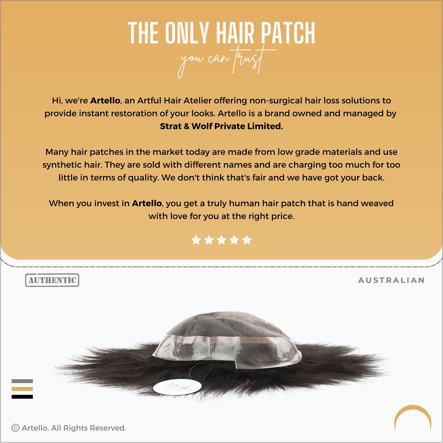 Artello AUSTRALIAN Ultra Thin Hair Patch for Men - Artello Hair Patch