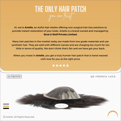 Artello® Q6 FRENCH LACE Hair Patch for Men - ArtelloHair Patch